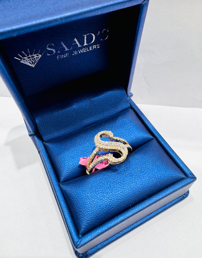 10K GOLD NATURAL DIAMOND INITIAL “S” RING 0.45CT, SIZE: 7