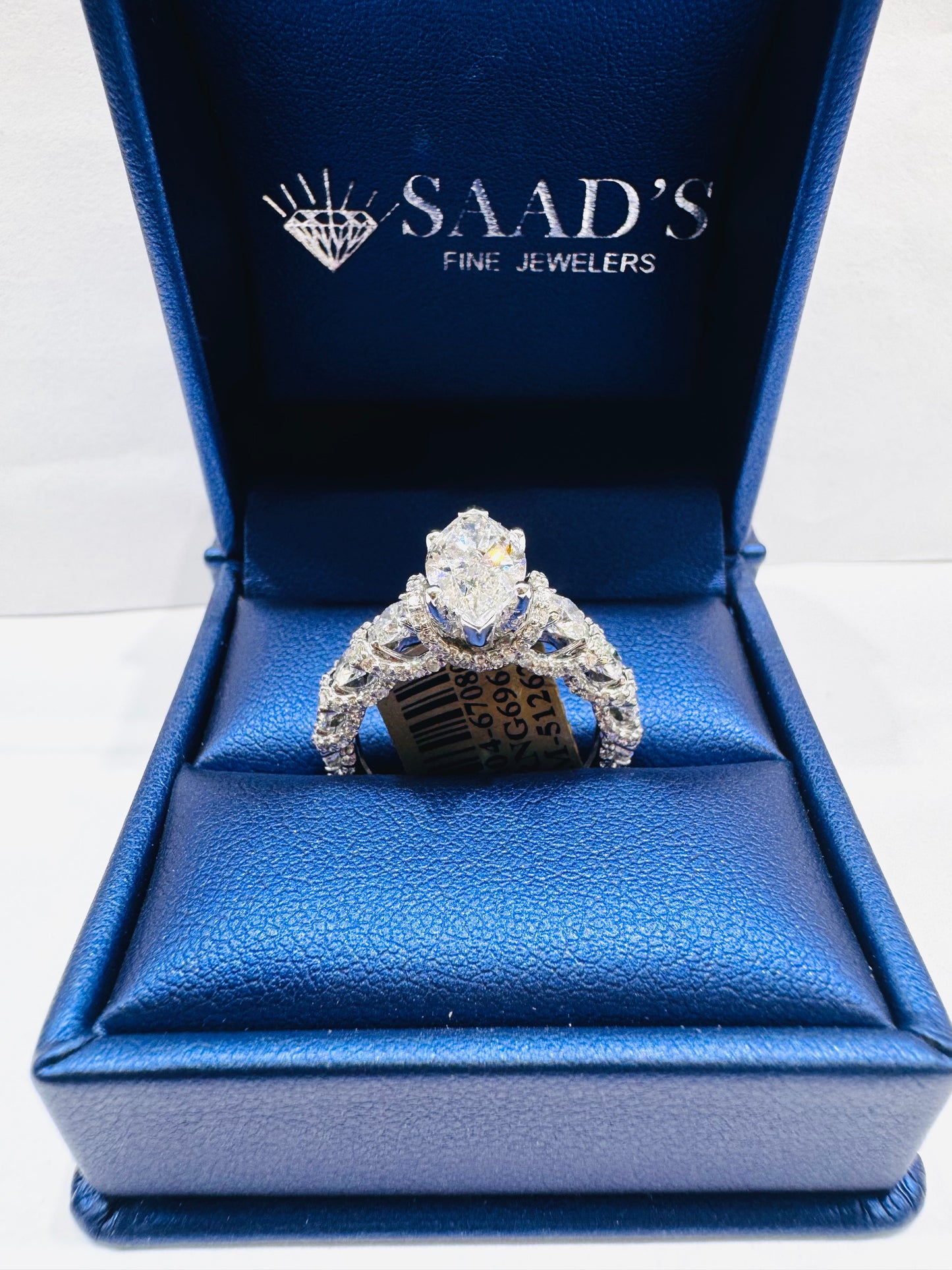 14K WHITE GOLD MARQUISE-CUT LAB GROWN ENGAGEMENT RING 3.25CT, SIZE: 7