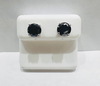 SILVER BLACK STONE EARRINGS 3.00CT