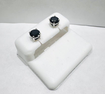 SILVER BLACK STONE EARRINGS 1.50CT