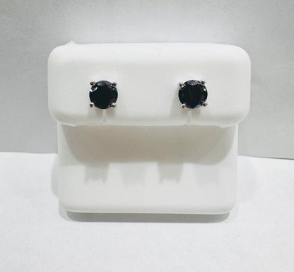 SILVER BLACK STONE EARRINGS 1.00CT