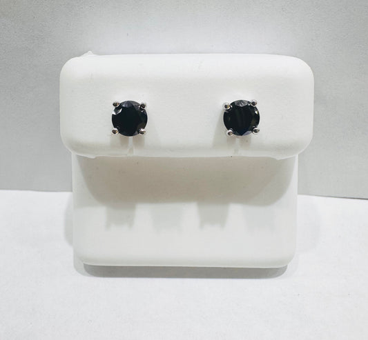 SILVER BLACK STONE EARRINGS 1.00CT