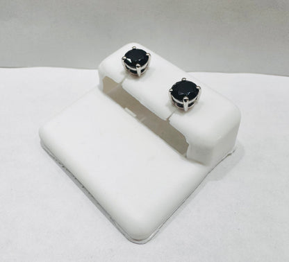 SILVER BLACK STONE EARRINGS 1.50CT