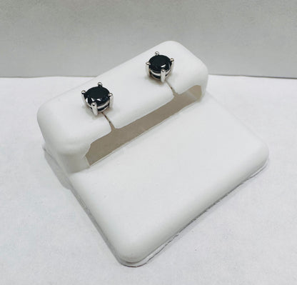 SILVER BLACK STONE EARRINGS 1.00CT