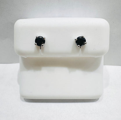 SILVER SMALL BLACK STONE EARRINGS 0.50CT