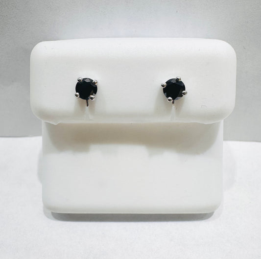 SILVER SMALL BLACK STONE EARRINGS 0.50CT
