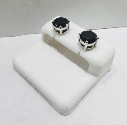 SILVER BLACK STONE EARRINGS 3.00CT