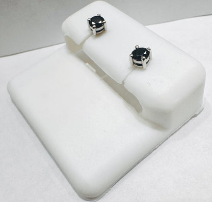 SILVER SMALL BLACK STONE EARRINGS 0.50CT
