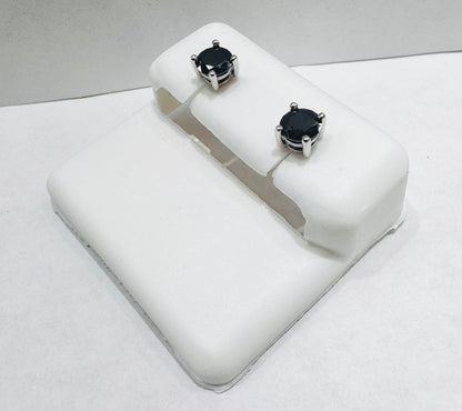 SILVER BLACK STONE EARRINGS 1.00CT