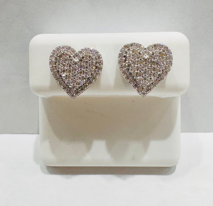 SILVER HEART MOISSANITE EARRINGS 0.75CT