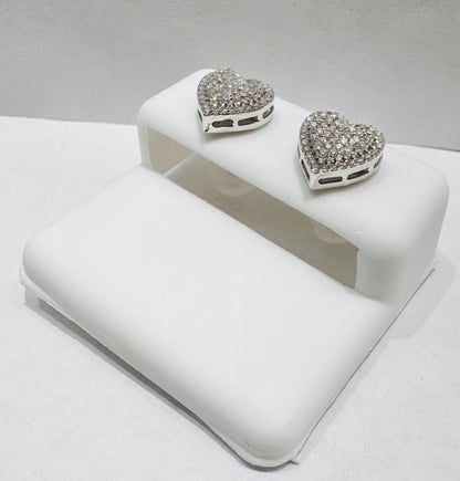 SILVER HEART MOISSANITE EARRINGS 0.50CT