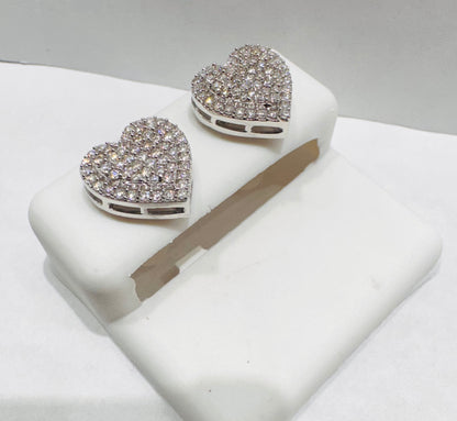 SILVER HEART MOISSANITE EARRINGS 0.75CT
