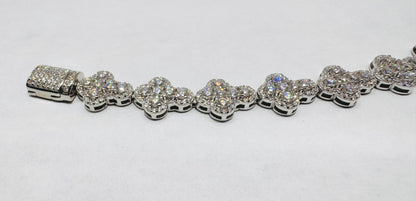 SILVER MOISSANITE CROSS BRACELET 7.5”, VVS 7.18CT, WIDTH: 9mm