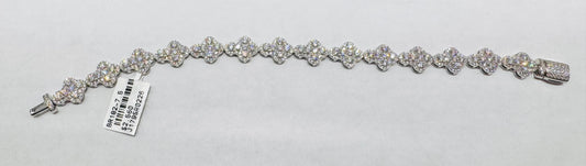 SILVER MOISSANITE CROSS BRACELET 7.5”, VVS 7.18CT, WIDTH: 9mm