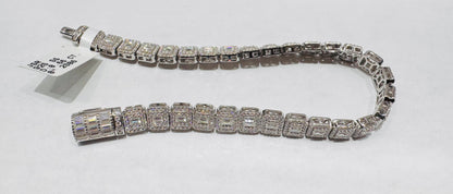 SILVER MOISSANITE BRACELET 8”, VVS 8.66CT, WIDTH: 5mm
