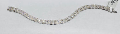 SILVER MOISSANITE BRACELET 8”, VVS 8.66CT, WIDTH: 5mm