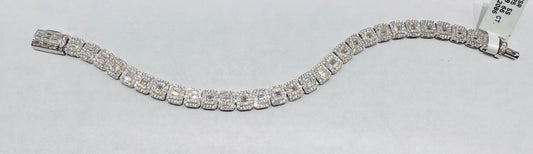 SILVER MOISSANITE BRACELET 8”, VVS 8.66CT, WIDTH: 5mm