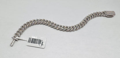 SILVER MOISSANITE CUBAN BRACELET 7”, VVS 7.59ctw, WIDTH: 8.5mm