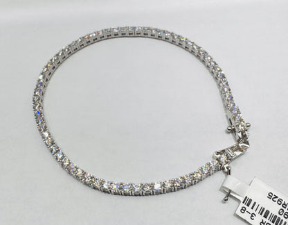 SILVER MOISSANITE TENNIS BRACELET 8”, VVS 6.40CT