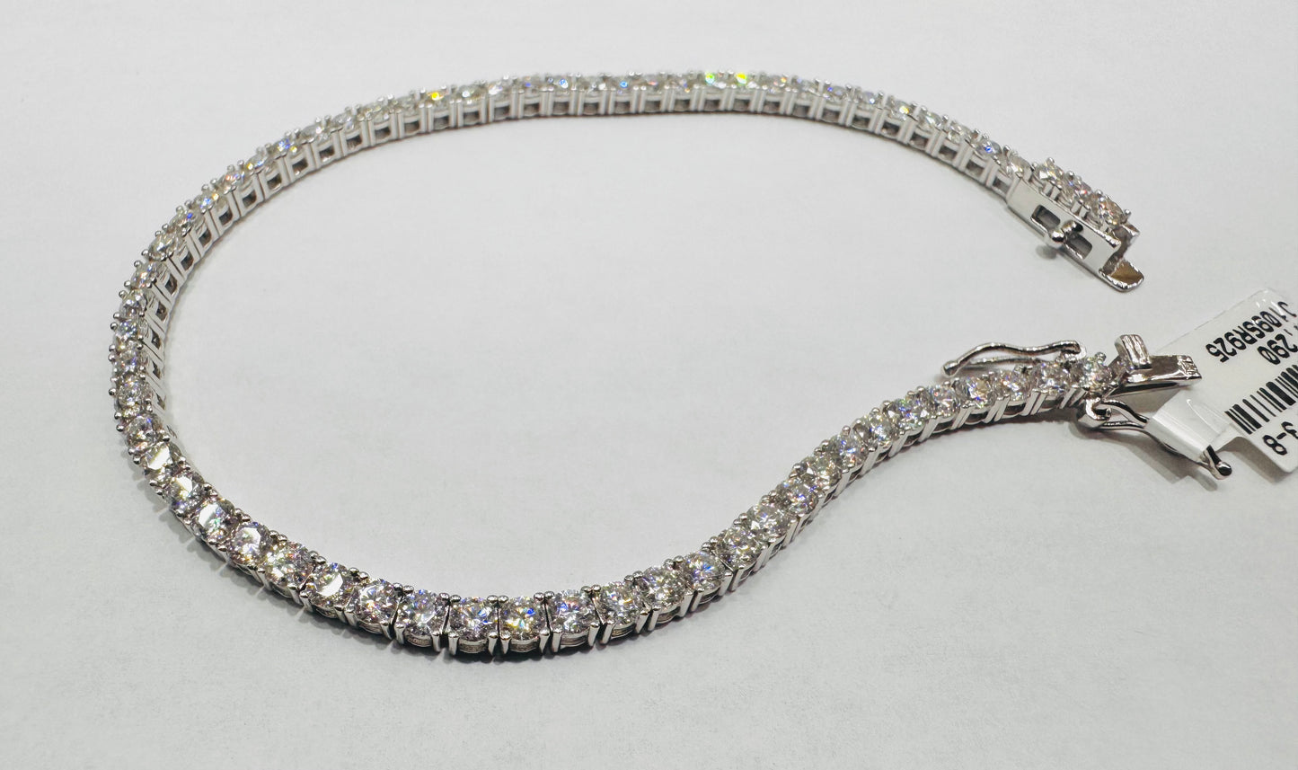 SILVER MOISSANITE TENNIS BRACELET 8”, VVS 6.40CT