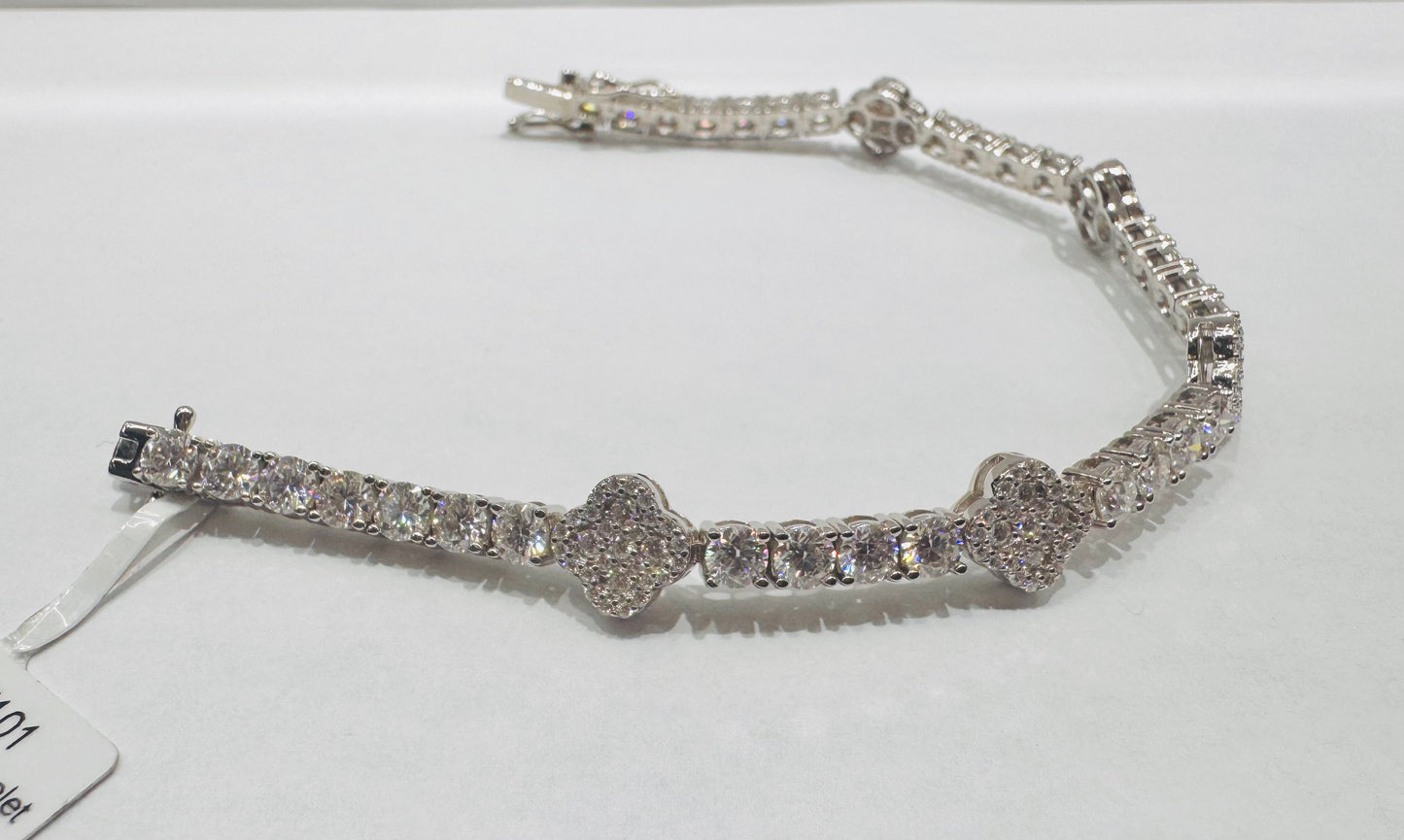 SILVER MOISSANITE TENNIS BRACELET 7”, VVS 8.5CTW