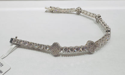 SILVER MOISSANITE TENNIS BRACELET 7”, VVS 8.5CTW