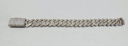 SILVER MOISSANITE BRACELET 8”, VVS 7.49ctw, WIDTH: 14mm