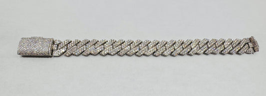 SILVER MOISSANITE BRACELET 8”, VVS 7.49ctw, WIDTH: 14mm
