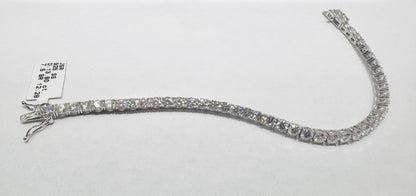 SILVER MOISSANITE TENNIS BRACELET 7.5”, VVS 13.80CT