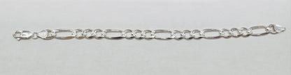 SILVER FIGARO BRACELET 8”, WEIGHT: 16.3 gm, WIDTH: 4mm