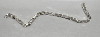 SILVER ROPE BRACELET 8”, WEIGHT: 19.3gm, WIDTH: 4mm
