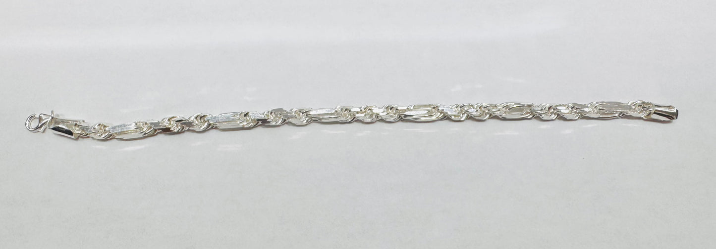 SILVER ROPE BRACELET 8”, WEIGHT: 19.3gm, WIDTH: 4mm