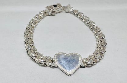 SILVER HEART CHINO LINK BRACELET 7”, WEIGHT: 16.5gm, WIDTH: 3mm