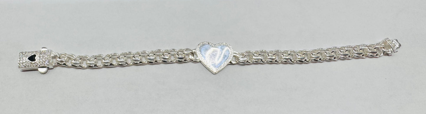 SILVER HEART CHINO LINK BRACELET 7”, WEIGHT: 16.5gm, WIDTH: 3mm