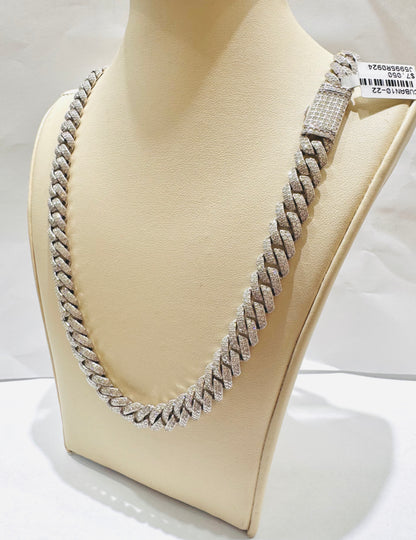 SILVER MOISSANITE MIAMI CUBAN LINK NECKLACE 22”, VVS 17.83CT
