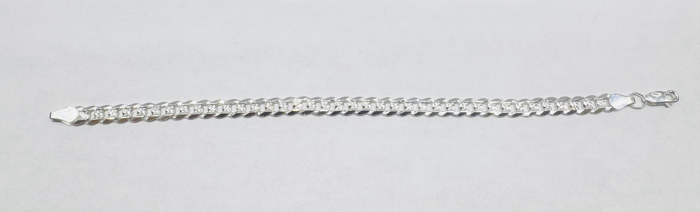 SILVER CUBAN LINK BRACELET 8”, WEIGHT: 9.6gm, WIDTH: 2.7mm