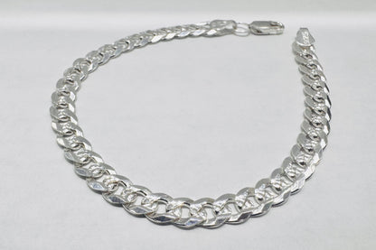 SILVER CUBAN LINK BRACELET 8”, WEIGHT: 9.6gm, WIDTH: 2.7mm