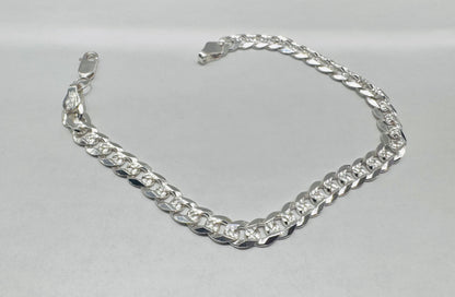 SILVER CUBAN LINK BRACELET 8”, WEIGHT: 9.6gm, WIDTH: 2.7mm