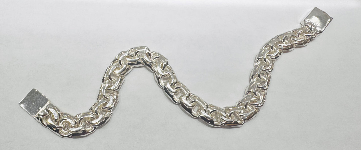 SILVER SOLID CHINO LINK BRACELET 8.5”, WEIGHT: 32gm