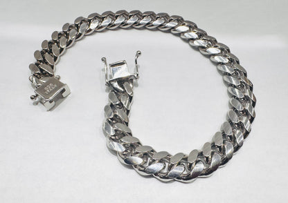 SILVER SOLID MIAMI CUBAN BRACELET 9.5”, WEIGHT: 51.8gm, WIDTH: 6mm