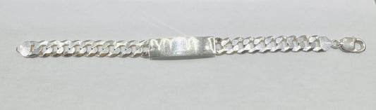 SILVER SOLID CUBAN LINK BRACELET 8”, WEIGHT: 35gm