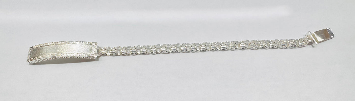 SILVER SOLID CHINO LINK BRACELET 8”, WEIGHT: 21.6gm