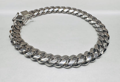 SILVER SOLID MIAMI CUBAN BRACELET 9.5”, WEIGHT: 51.8gm, WIDTH: 6mm