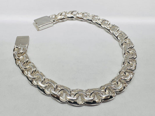 SILVER SOLID CHINO LINK BRACELET 8.5”, WEIGHT: 32gm