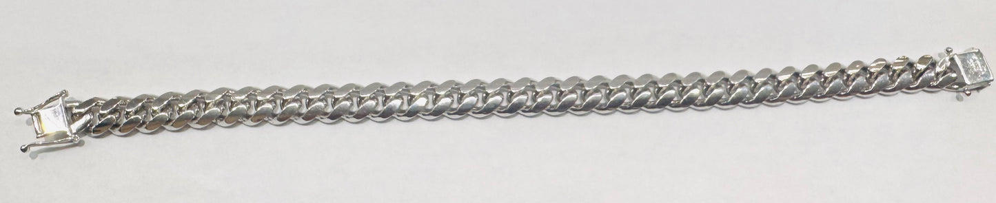 SILVER SOLID MIAMI CUBAN BRACELET 9.5”, WEIGHT: 51.8gm, WIDTH: 6mm