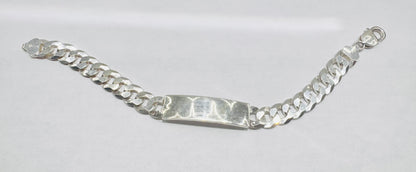 SILVER SOLID CUBAN LINK BRACELET 8”, WEIGHT: 35gm