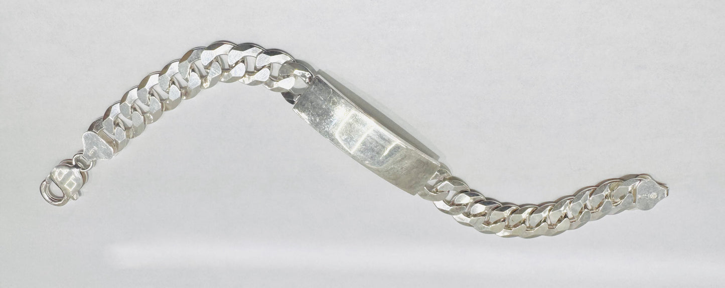 SILVER SOLID CUBAN LINK BRACELET 8”, WEIGHT: 35gm