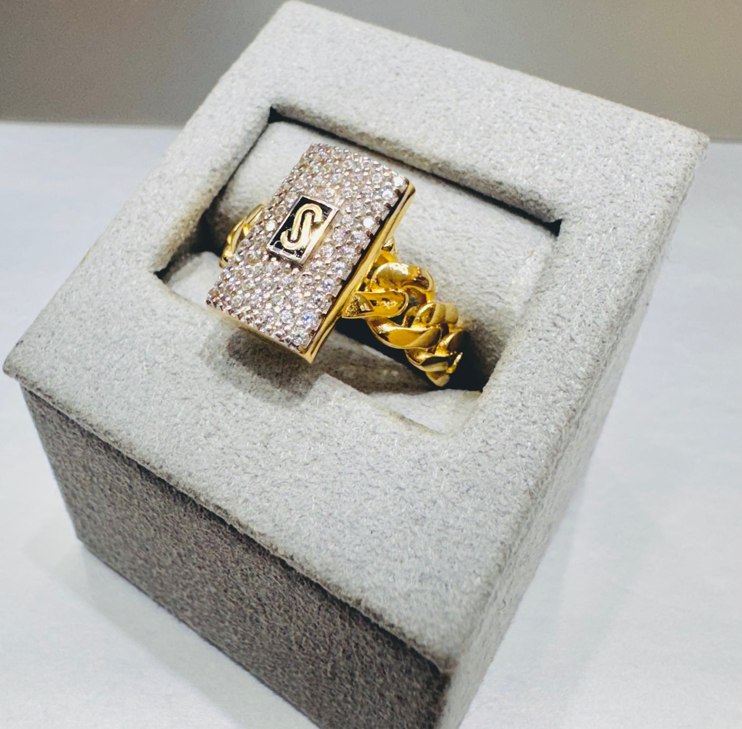 10K GOLD CLASSIC MONACO LINK RING, SIZE: 8, WEIGHT: 2.8gm