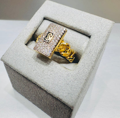 10K GOLD CLASSIC MONACO LINK RING, SIZE: 8, WEIGHT: 2.8gm