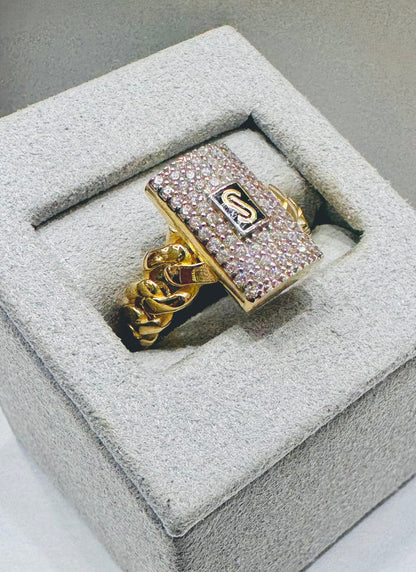 10K GOLD CLASSIC MONACO LINK RING, SIZE: 8, WEIGHT: 2.8gm